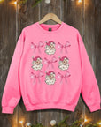 Coquette Pink Christmas Graphic Fleece Sweatshirts