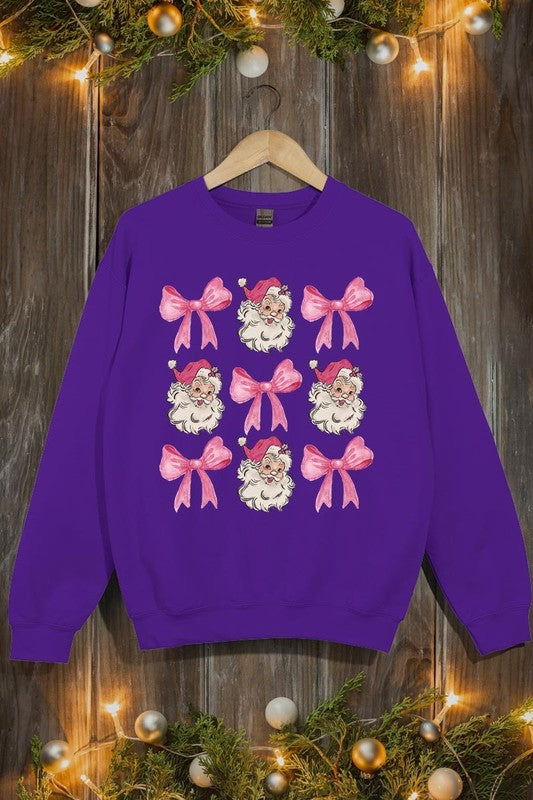 Coquette Pink Christmas Graphic Fleece Sweatshirts