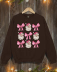 Coquette Pink Christmas Graphic Fleece Sweatshirts