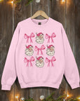 Coquette Pink Christmas Graphic Fleece Sweatshirts