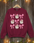 Coquette Pink Christmas Graphic Fleece Sweatshirts