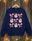 Coquette Pink Christmas Graphic Fleece Sweatshirts