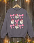 Coquette Pink Christmas Graphic Fleece Sweatshirts