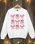 Coquette Pink Christmas Graphic Fleece Sweatshirts