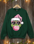 Pink Blowing Bubble Grinch Graphic Sweatshirts