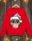 Pink Blowing Bubble Grinch Graphic Sweatshirts