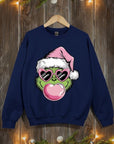 Pink Blowing Bubble Grinch Graphic Sweatshirts