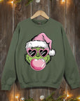 Pink Blowing Bubble Grinch Graphic Sweatshirts