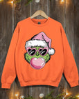 Pink Blowing Bubble Grinch Graphic Sweatshirts