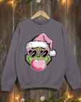 Pink Blowing Bubble Grinch Graphic Sweatshirts