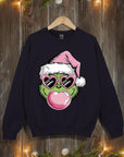 Pink Blowing Bubble Grinch Graphic Sweatshirts