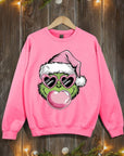 Pink Blowing Bubble Grinch Graphic Sweatshirts