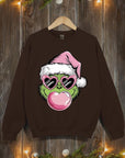 Pink Blowing Bubble Grinch Graphic Sweatshirts