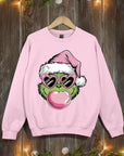 Pink Blowing Bubble Grinch Graphic Sweatshirts