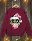 Pink Blowing Bubble Grinch Graphic Sweatshirts