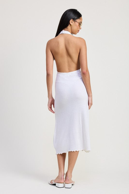 Emory Park Cowl Neck Midi Open Back Dress