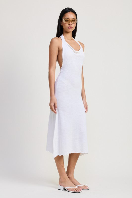 Emory Park Cowl Neck Midi Open Back Dress