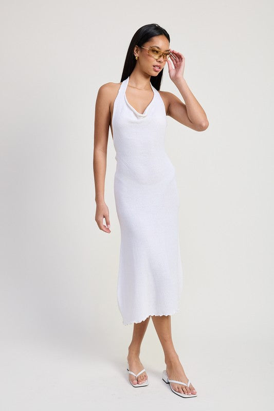 Emory Park Cowl Neck Midi Open Back Dress