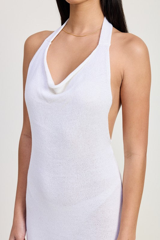 Emory Park Cowl Neck Midi Open Back Dress