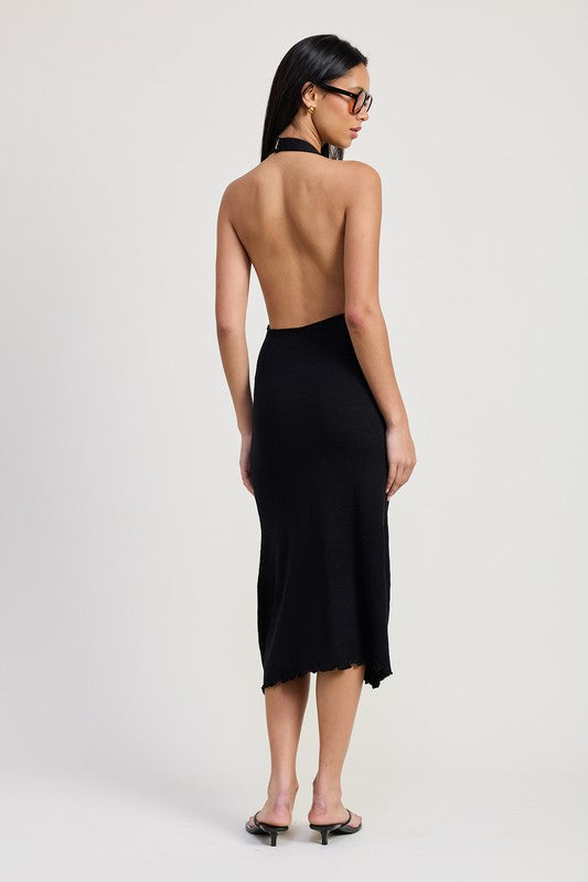Emory Park Cowl Neck Midi Open Back Dress