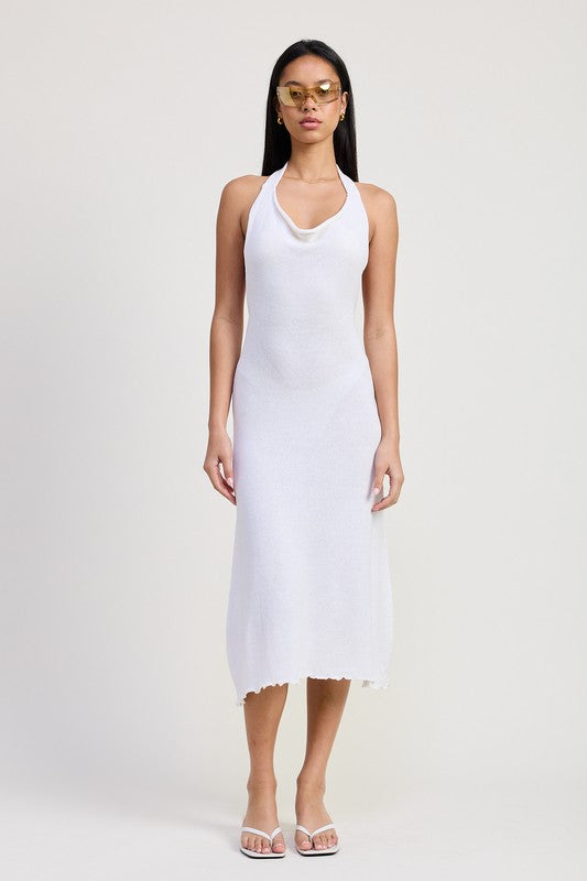 Emory Park Cowl Neck Midi Open Back Dress