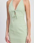 Emory Park Gingham Halter Mini Dress