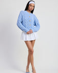 Emory Park Chunky Cable Knit Cardigan in Sky Blue