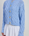 Emory Park Chunky Cable Knit Cardigan in Sky Blue