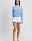 Emory Park Chunky Cable Knit Cardigan in Sky Blue