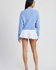 Emory Park Chunky Cable Knit Cardigan in Sky Blue