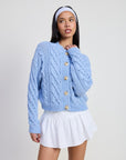 Emory Park Chunky Cable Knit Cardigan in Sky Blue