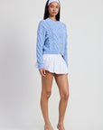 Emory Park Chunky Cable Knit Cardigan in Sky Blue