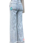 GJG Denim Vintage Wide Leg Crochet Jean