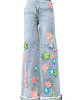 GJG Denim Vintage Wide Leg Crochet Jean