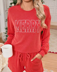 Corded MERRY Long Sleeve Top and Shorts Pajama Set