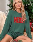 Corded MERRY Long Sleeve Top and Shorts Pajama Set