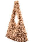 Faux Feather Hobo Slouchy Bag