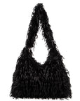 Faux Feather Hobo Slouchy Bag