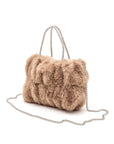 Rhinestone Top Handle Faux Fur Winter Tote Bag