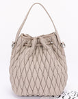 Nylon Quilted Puffer Convertible Bucket Bag