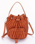 Nylon Quilted Puffer Convertible Bucket Bag