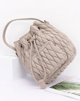 Nylon Quilted Puffer Convertible Bucket Bag