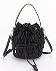 Nylon Quilted Puffer Convertible Bucket Bag