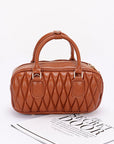 Faux Leather Quilted Top Handle Swing Bag