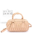 Faux Leather Quilted Top Handle Swing Bag