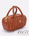 Faux Leather Quilted Top Handle Swing Bag