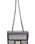 Rhinestone Mesh Turn Lock Iconic Shoulder Bag