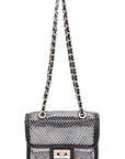 Rhinestone Mesh Turn Lock Iconic Shoulder Bag