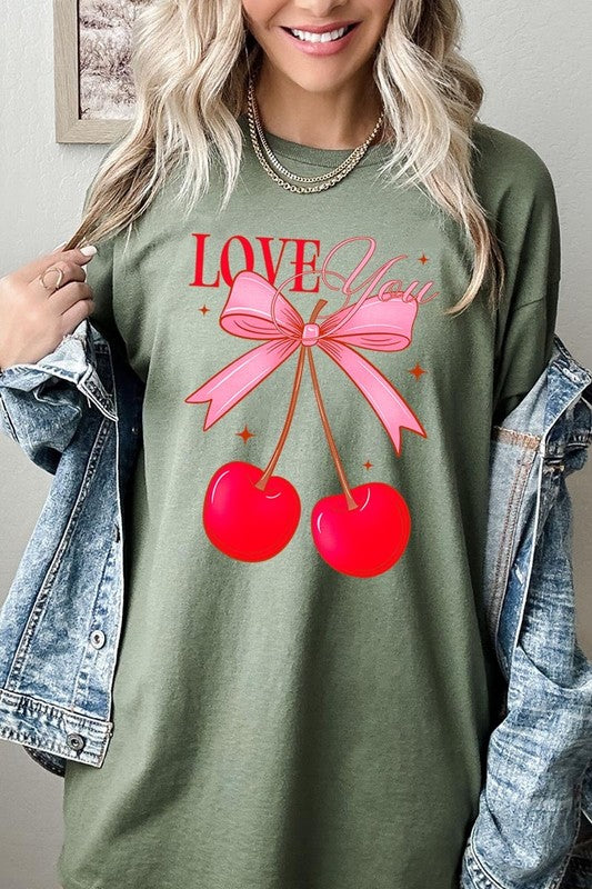 Love You Cherries Graphic Heavy Cotton Tee