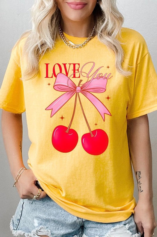 Love You Cherries Graphic Heavy Cotton Tee